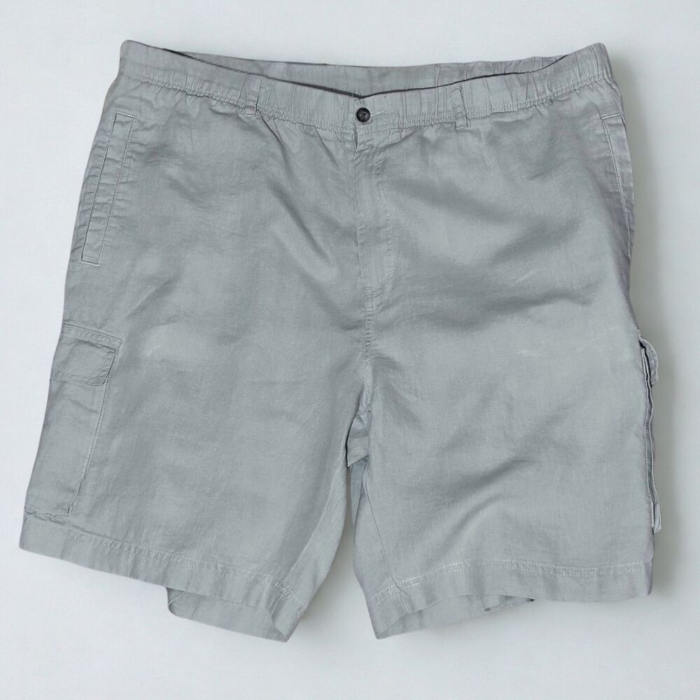100% Linen Men's Cargo Shorts XXL Beige Madison